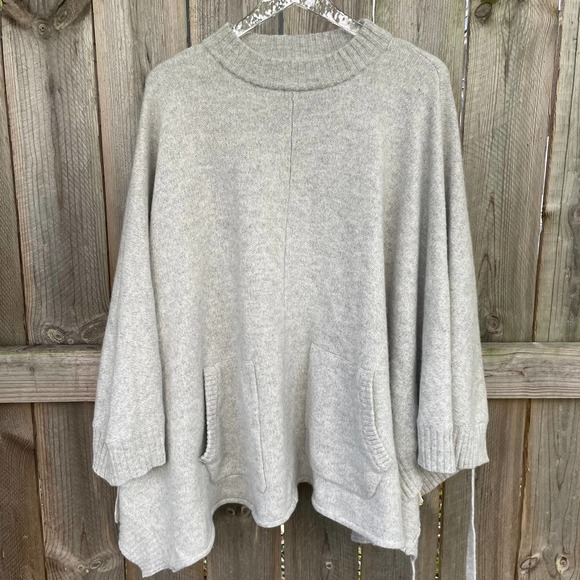 Naked Cashmere Sweaters - Naked Cashmere Poncho Cape Gray One Size